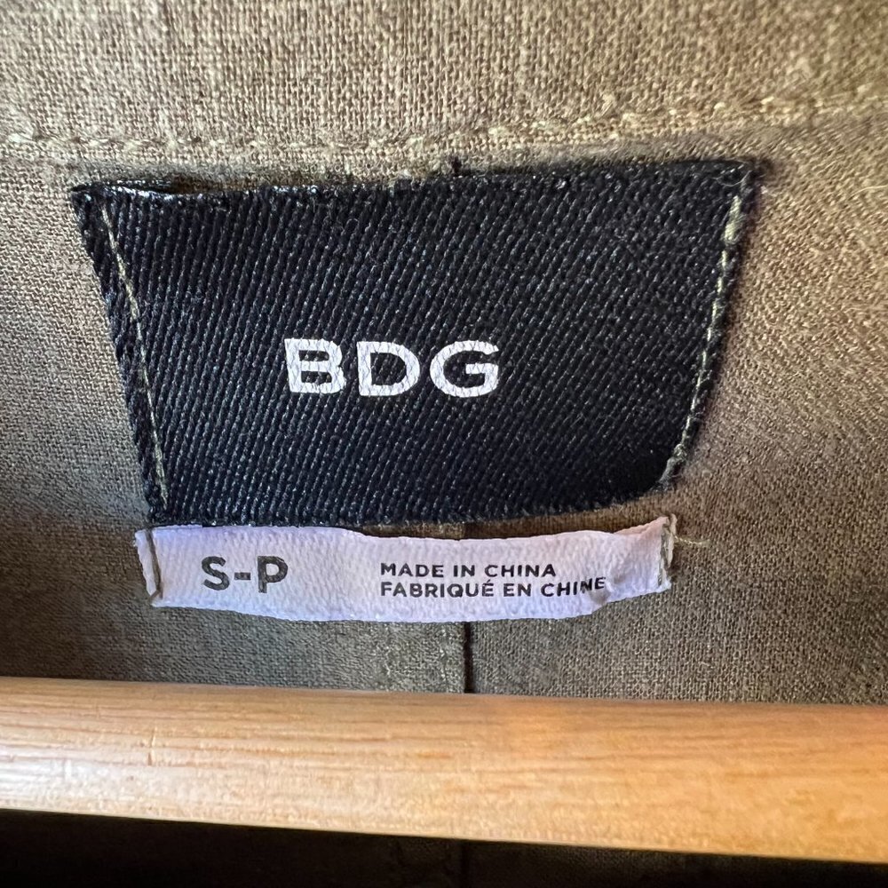 BDG Urban Outfitters Jacket Womens SZ S/P Khaki Olive Green Linen Blend Military - Picture 2 of 14
